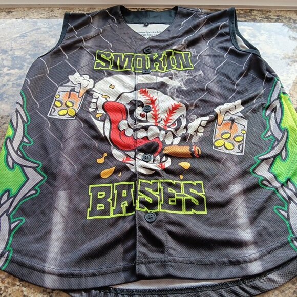 Small Mens Jersey Sleeveless Shirt Smokin Basses Custom Jersey Shirt - Picture 4 of 9